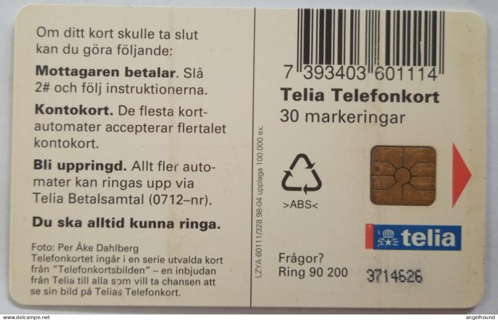 Sweden 30Mk. Chip Card - Elk - Brown Moose - Sweden