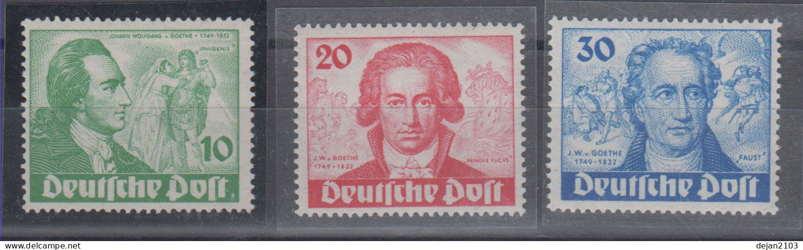 Germany West Berlin 200 Years Since Goethe Birth Mark Of Schlegel BPP Mi#61/3 1949 MNH ** - Neufs