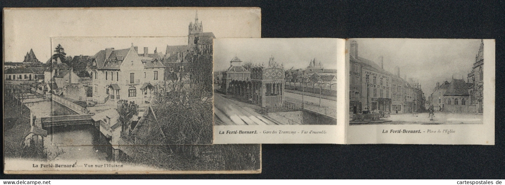 Leporello-CPA La Ferté-Bernard, Vue Sur L`Huisne, Entrée En Ville, Porte De Ville, Rue Carnot, Eglise N.-D.  - Autres & Non Classés