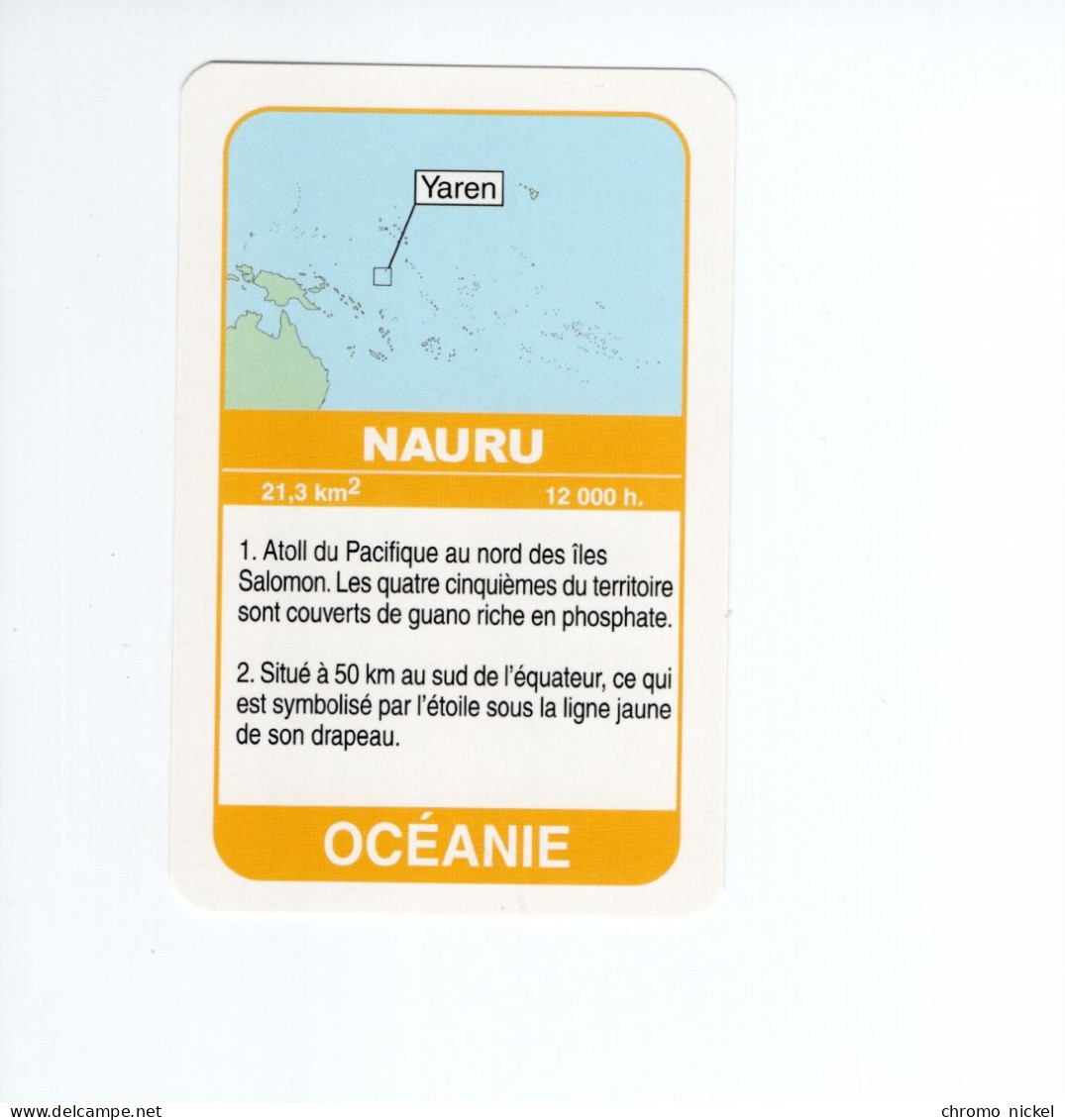 Chromo/carte Plastifiée Moderne NAURU Yaren Oceanie Oceania Drapeau Flag Plan Map 90 X 58 Mm RRR TB - Other & Unclassified