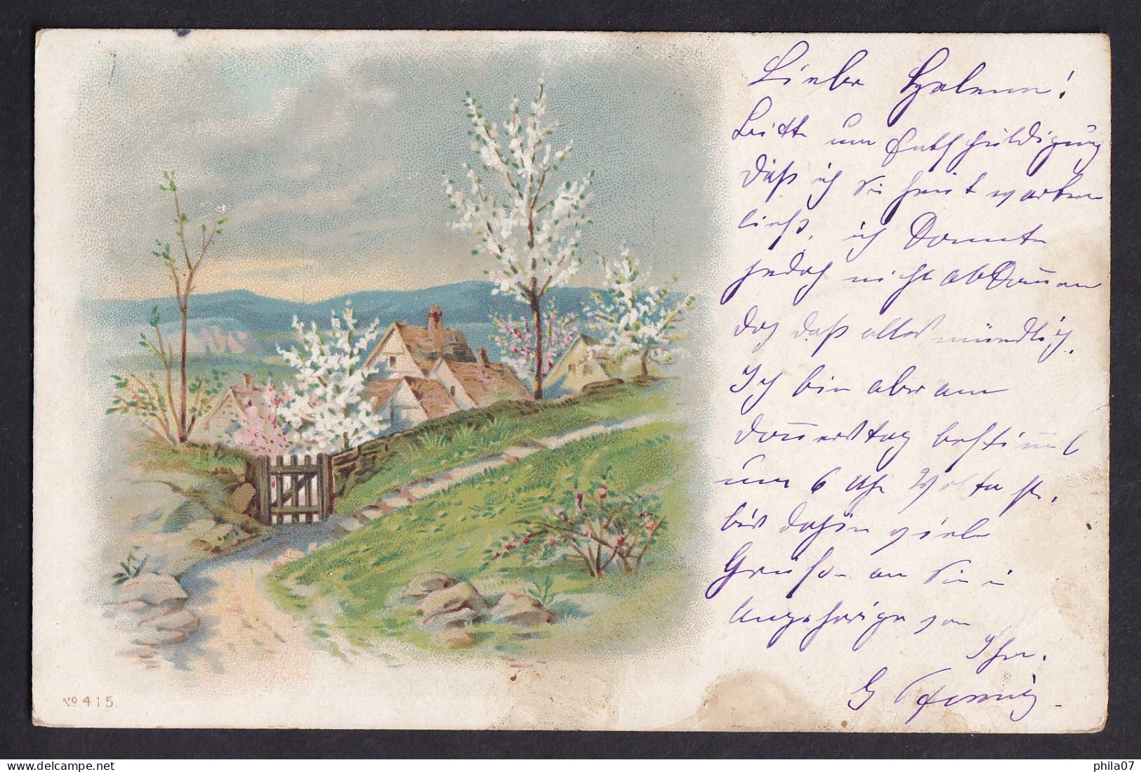 Spring Landscape / Year 1904 / Long Line Postcard Circulated, 2 Scans - Paintings