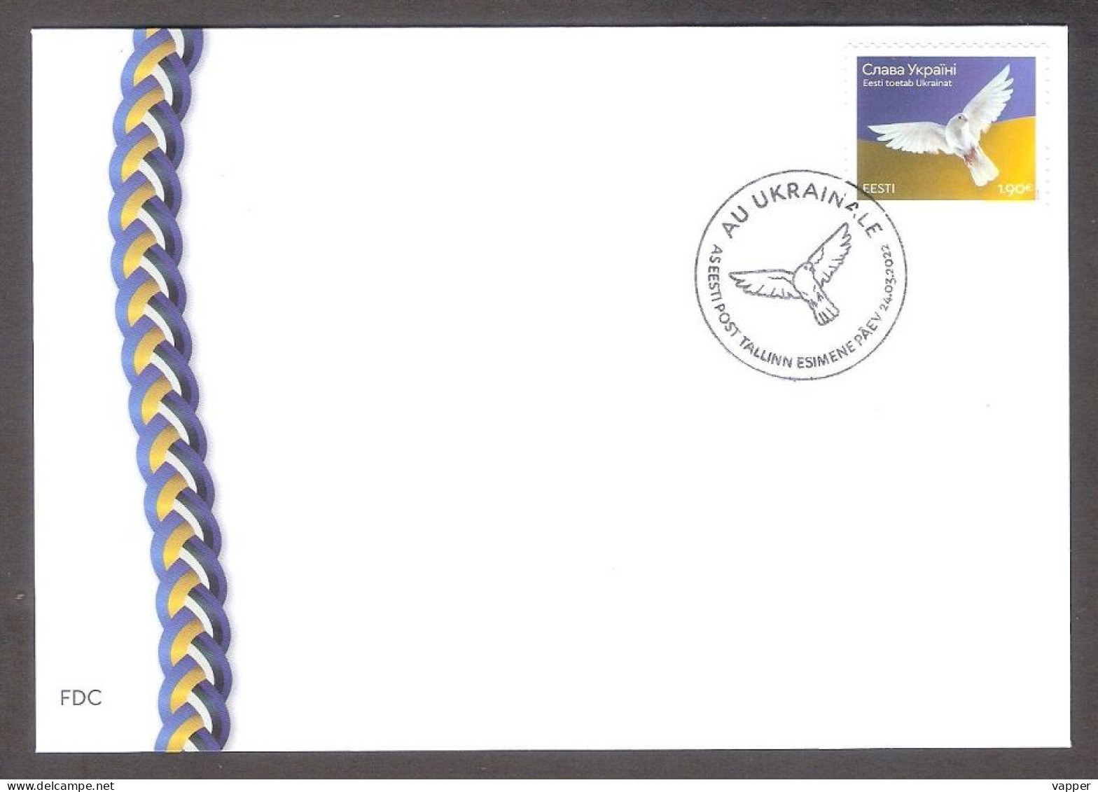 The War. Slava Ukraine ! Bird 2022 Estonia Stamp FDC  Mi 1037 - Estonia