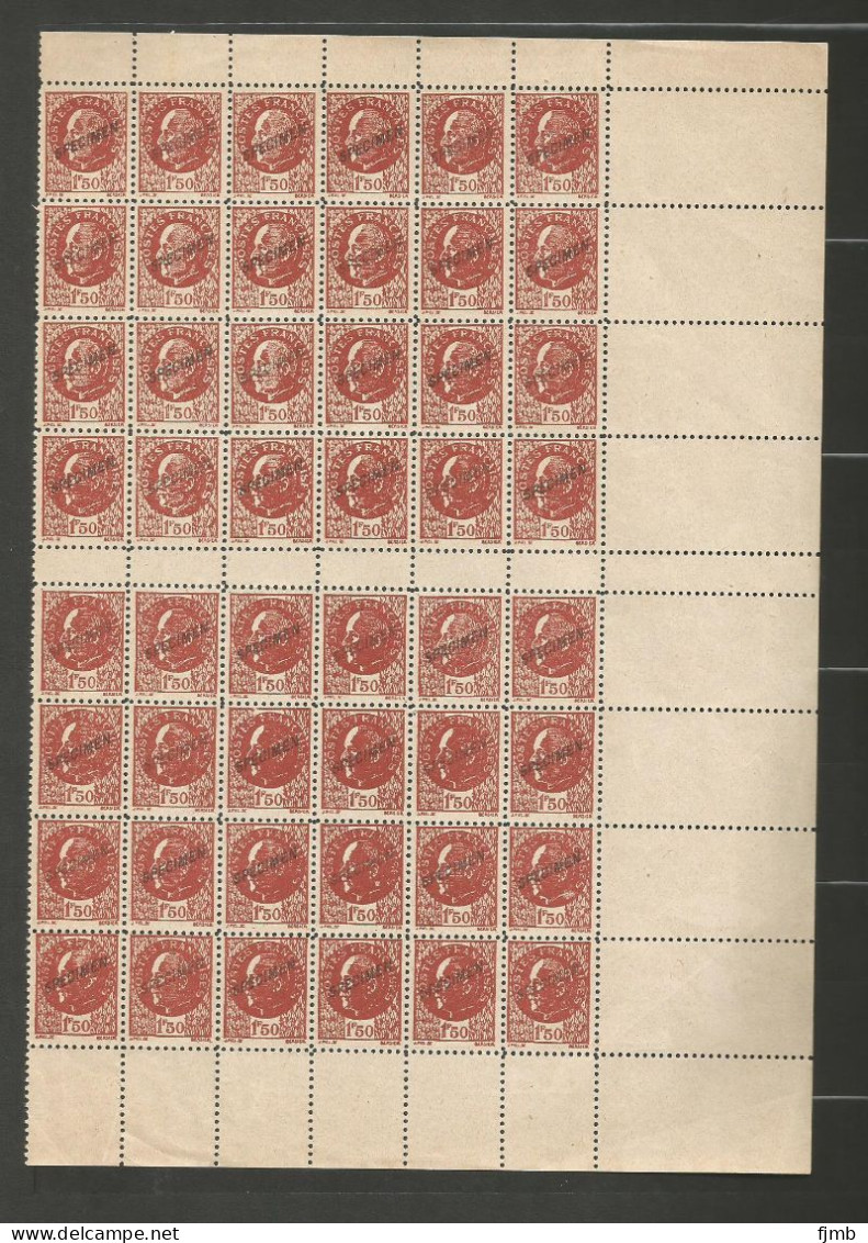 Liberation Faux Pétain Surch. Spécimen De L'atelier Des Faux Bloc De 48 - Unused Stamps