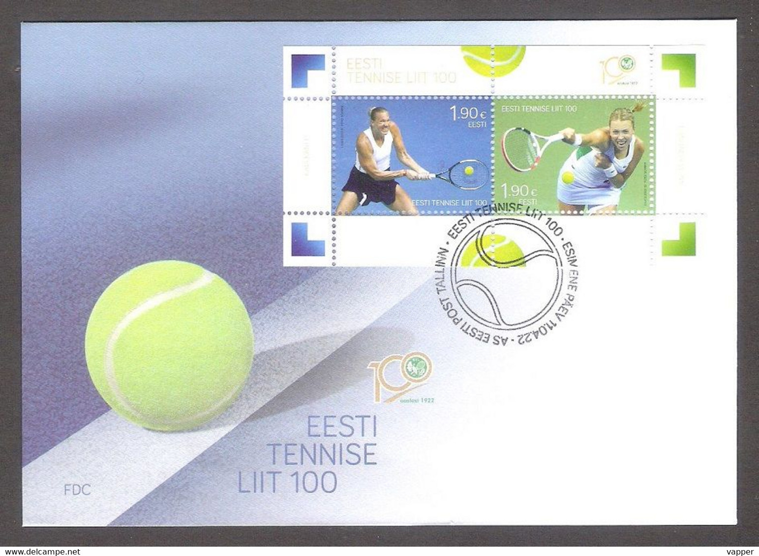 Estonian Tennis 100  2022 Estonia  Sheet FDC Mi BL56 - Estland