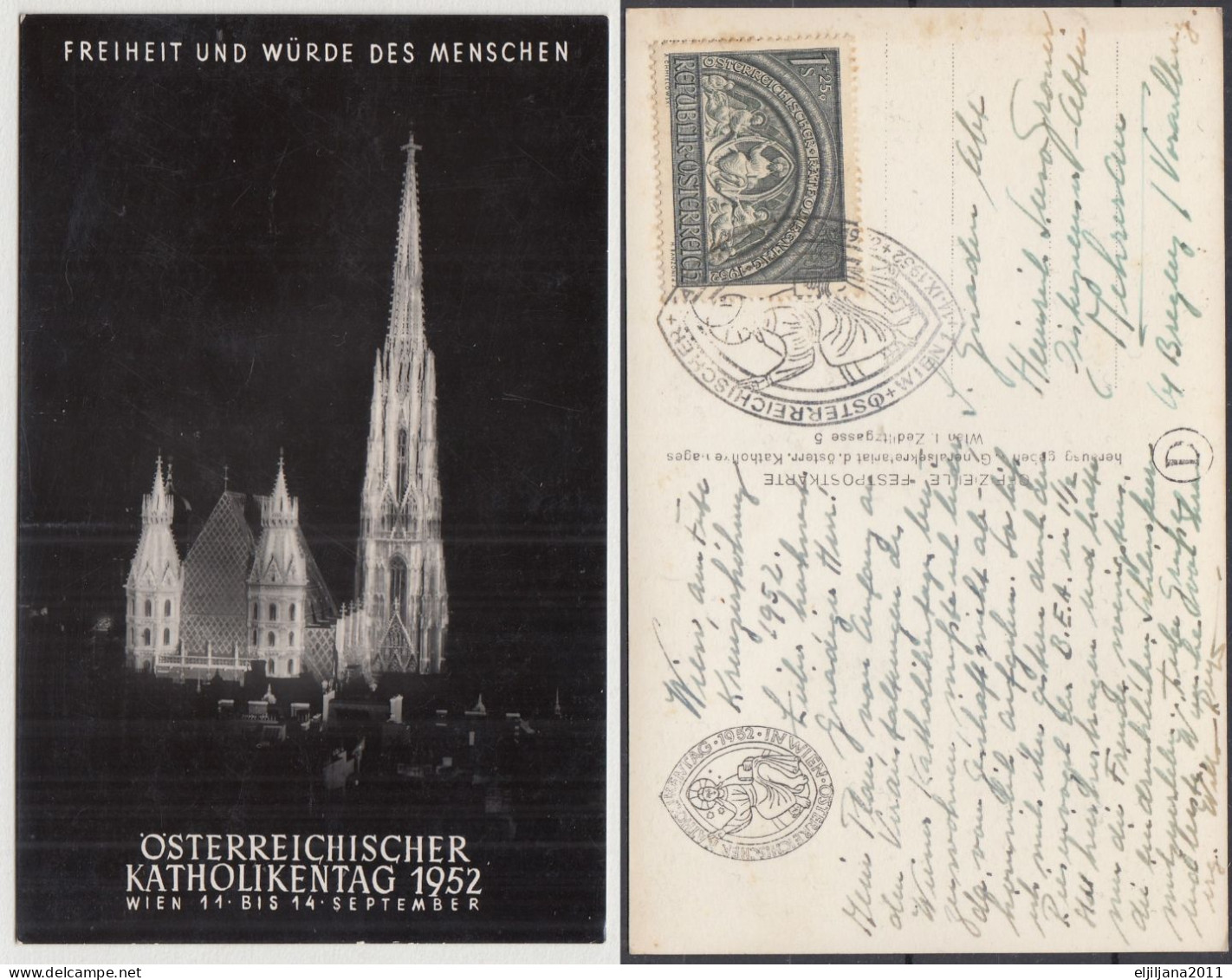 Austria 1952 ⁕ Österreichischer Katholikentag Offizielle Festpostkarte Wien 1952 Murau Österreich Stephansdom Stefansdom - Churches