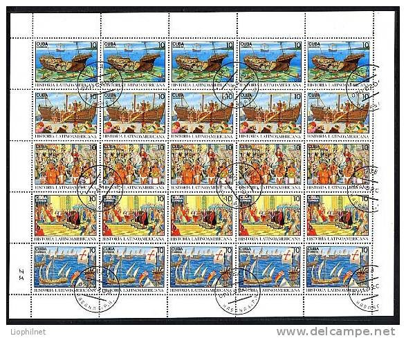 WHOLESALE / EN GROS, CUBA 1992, VOILIERS, Etc. 500 ANS DECOUVERTE AMERIQUE, 20 Valeurs X 5 Exemplaires, Oblitérés. R526. - Bateaux