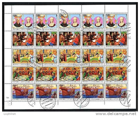 WHOLESALE / EN GROS, CUBA 1992, VOILIERS, Etc. 500 ANS DECOUVERTE AMERIQUE, 20 Valeurs X 5 Exemplaires, Oblitérés. R526. - Schiffe