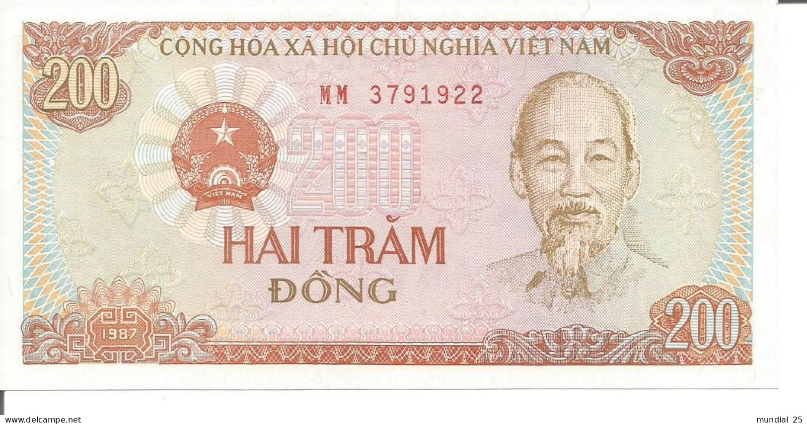 3 VIETNAM NOTES 200 DONG 1987 - Viêt-Nam