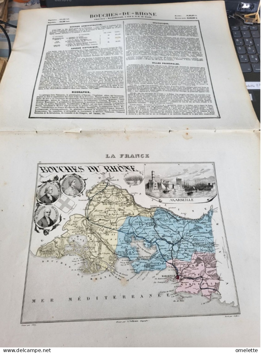 BOUCHES DU RHONE/DIVISION ADMINISTRATIVE/ABREGE HISTORIQUE/BIOGRAPHIE/STATISTIQUE/VILLES PRINCIPALES/ - Carte Geographique