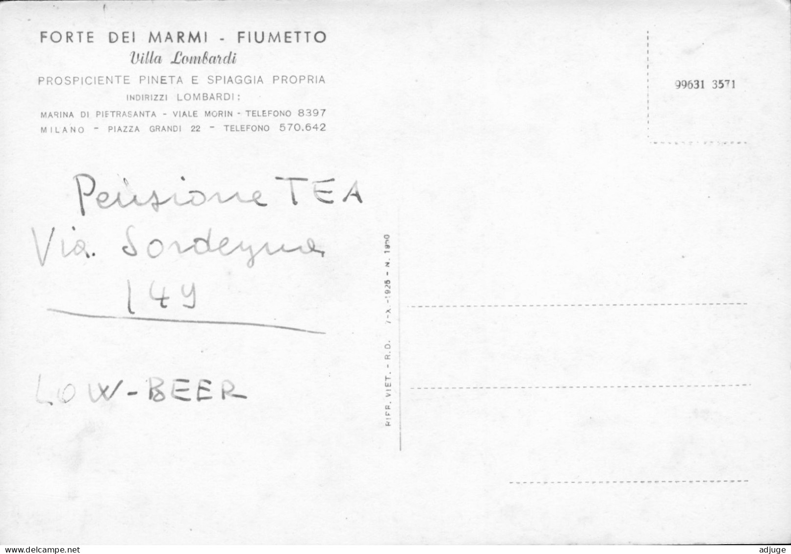 CPSM- FORTE DEI MARMI _ FIUMETTO _ Villa Lombardi**  TBE*  Cf. Scans * - Other & Unclassified