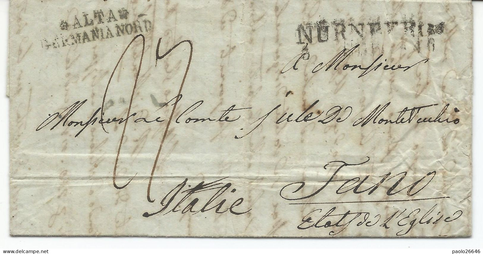 Prefilatelica Da Nurnberg (Norimberga) A Fano (Italia) Del 2 Settembre 1840 - Prephilately