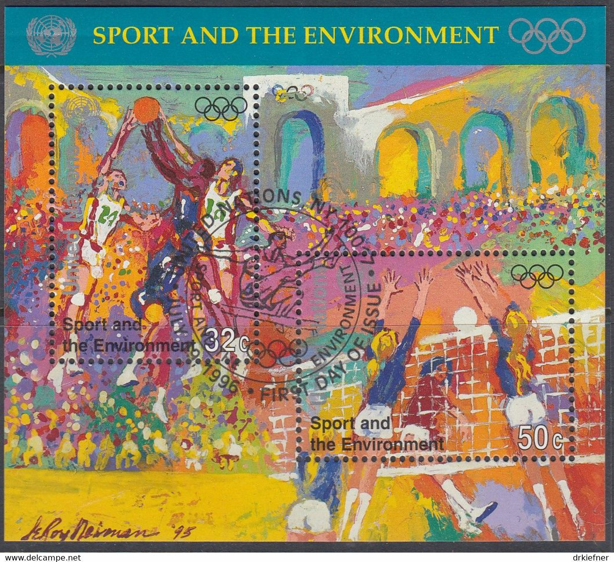 UNO NEW YORK  Block 13, Gestempelt, 100 Jahre Olympische Spiele, 1996 - Blokken & Velletjes