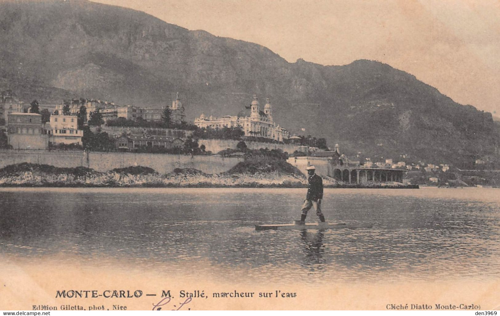 MONTE-CARLO (Monaco) - M. Stallé, Marcheur Sur L'eau - Précurseur Voyagé 1903 (2 Scans) - Monte-Carlo