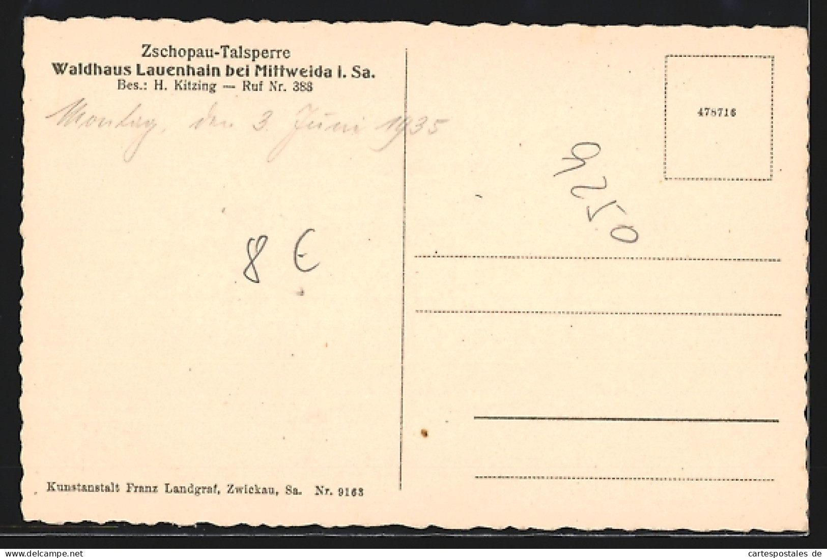 AK Mittweida I. Sa., Das Gasthaus Waldhaus Lauenhain An Der Zschopau-Talsperre  - Zschopau