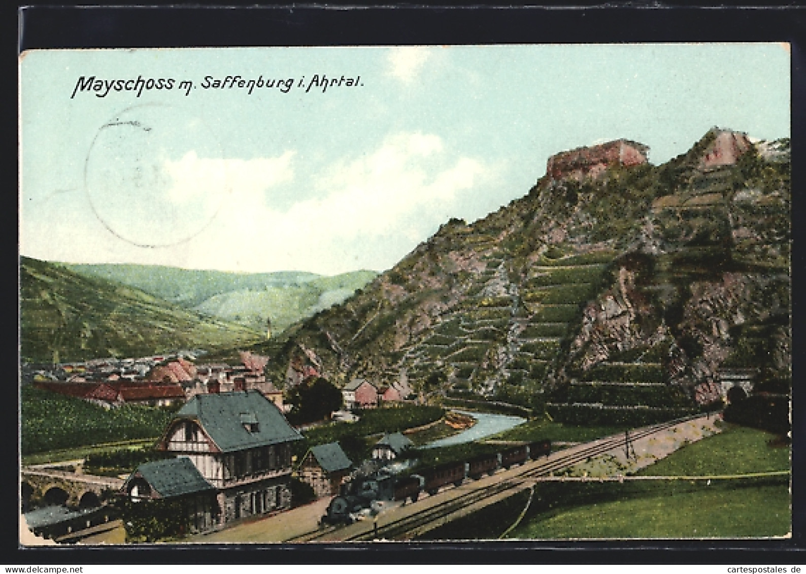 AK Mayschoss, Bahnhof Und Ruine Saffenburg  - Autres & Non Classés