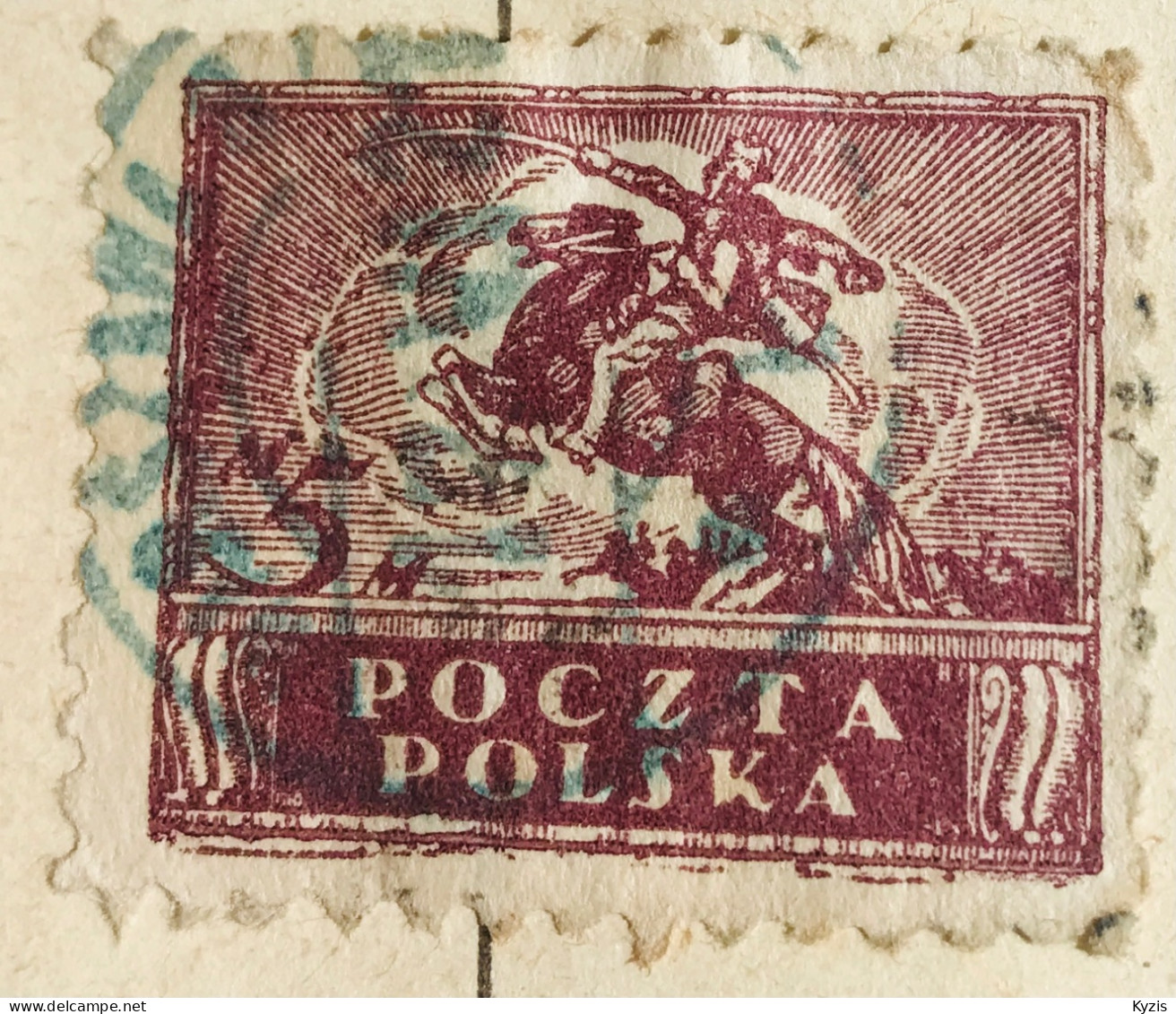 POLOGNE - 1919 "Paix" "Cavalier Polonais" - OBLITÉRATION BLEUE - Gebruikt