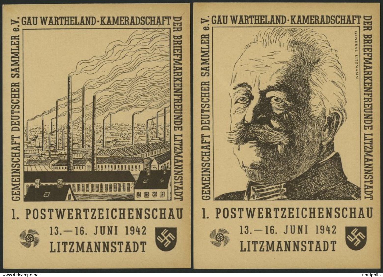 GANZSACHEN PP156C5/01,2 BRIEF, Privatpost: 6 Pf. Hitler 1. Postwertzeichenschau 13.-16. Juni 1942 Litzmannstadt, Industr - Sonstige & Ohne Zuordnung