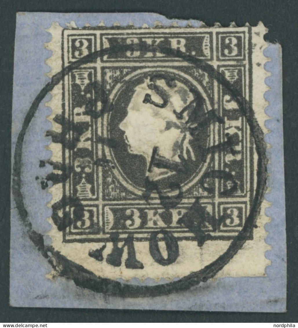 ÖSTERREICH BIS 1867 11II BrfStk, 1859, 3 Kr. Schwarz, Type II, K1 SMICHOW PRAG, Feinst, Gepr. Dr. Ferchenbauer - Other & Unclassified