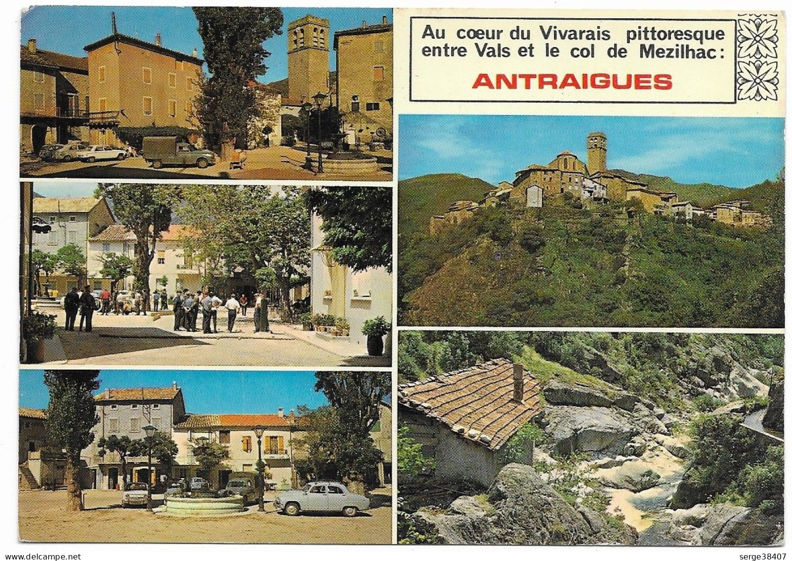 Antraigues - Place De La Résistance - Simca Aronde - Peugeot 403 Bâchée - N° A.732 # 2-23/28 - Autres & Non Classés