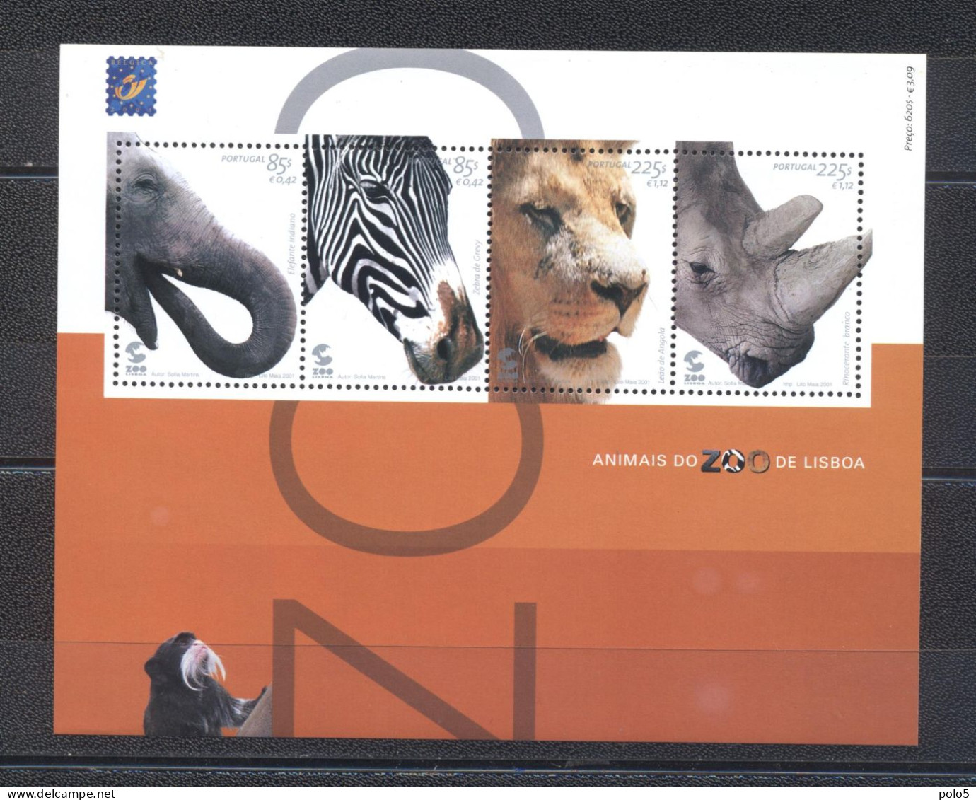 Portugal 2001- Lisbon City Zoo Animals M/Sheet - Unused Stamps