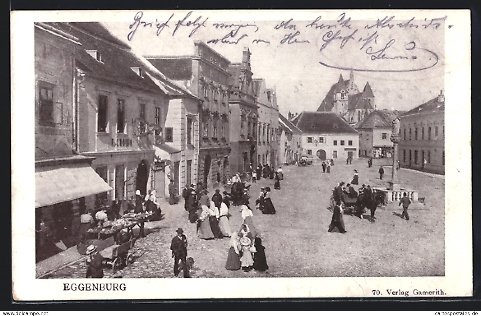 AK Eggenburg, Strassenpartie Mit Geschäft Und Kirche  - Andere & Zonder Classificatie