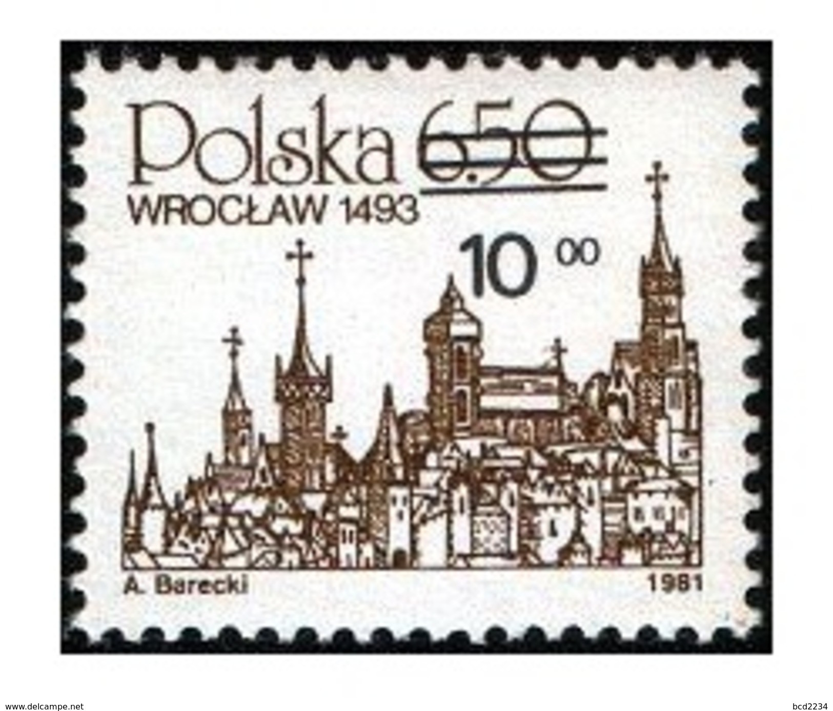 POLAND 1982 OVERPRINT ISSUE POLISH TOWNS ON OLD DRAWINGS WROCLAW NHM UNESCO WORLD HERITAGE SITE Polen Pologne - Neufs