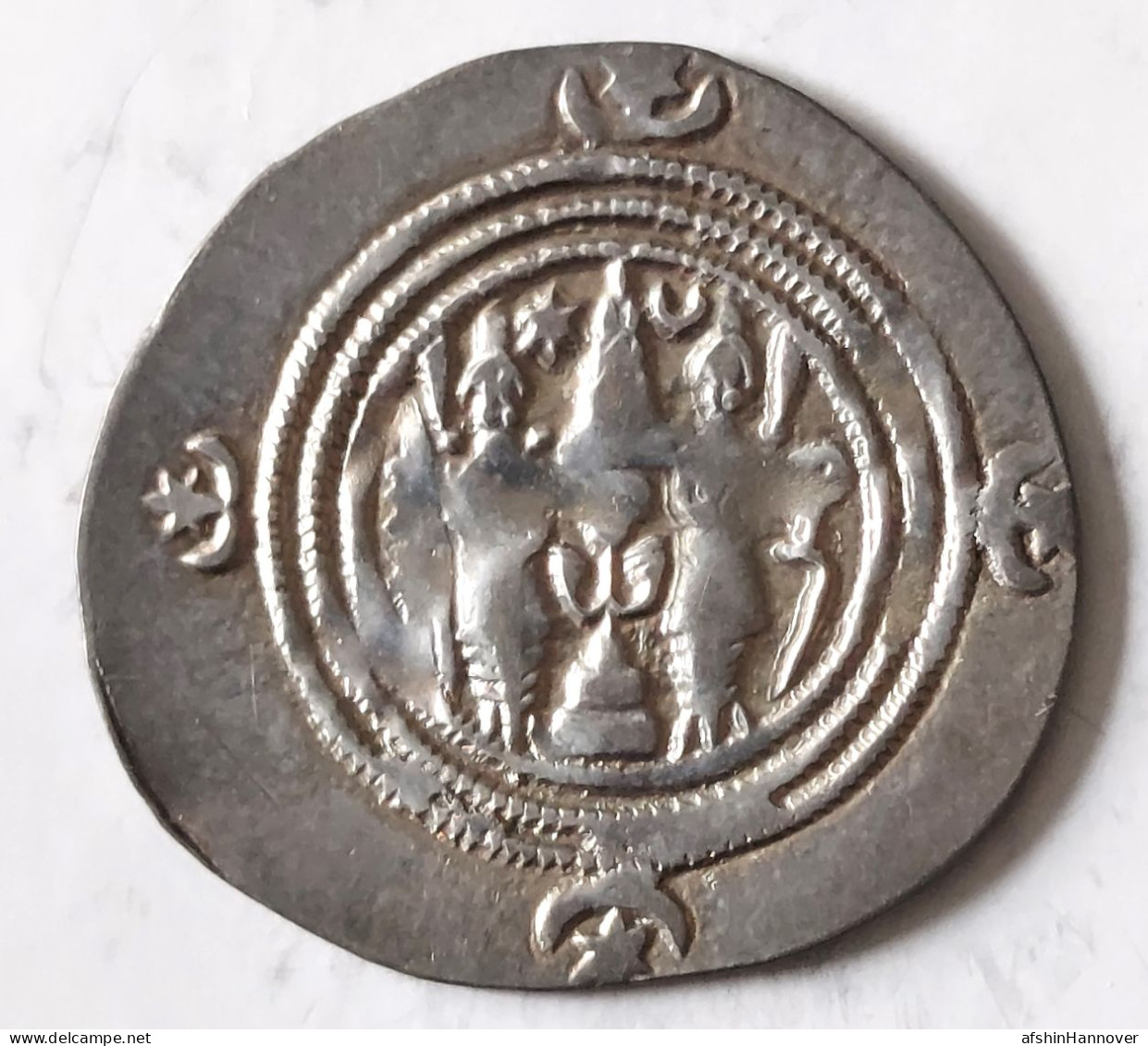 SASANIAN KINGS. Khosrau II. 591-628 AD. AR Silver Drachm Year 5 Mint MY - Oosterse Kunst