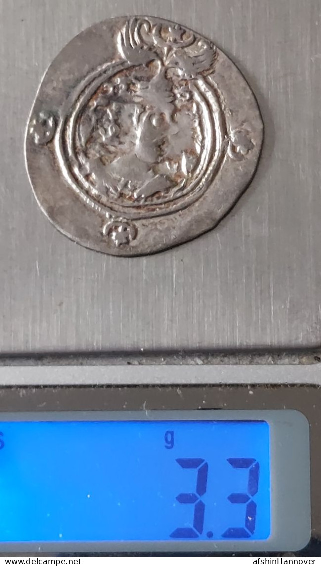 SASANIAN KINGS. Khosrau II. 591-628 AD. AR Silver Drachm Year 5 Mint MY - Orientalische Münzen