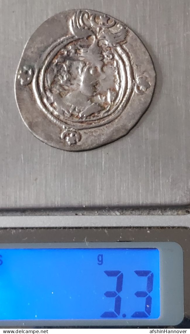 SASANIAN KINGS. Khosrau II. 591-628 AD. AR Silver Drachm Year 5 Mint MY - Oosterse Kunst