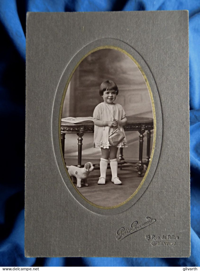 Photo Cabinet Paul Renaud à Nantes - Petite Fille Petit Sac à Main, Peluche D'un Petit Chien, Ca 1920-30 L441 - Anonymous Persons