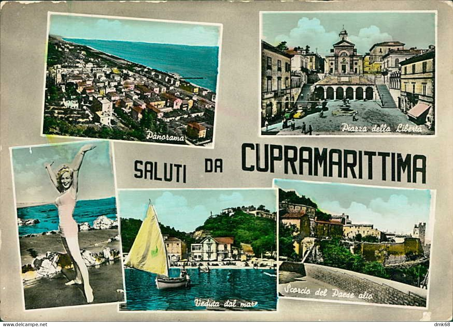 CUPRA MARITTIMA ( ASCOLI PICENO ) SALUTI / VEDUTINE / PIN UP - EDIZ. DE BERNARDIN - SPEDITA 1959 (20710) - Ascoli Piceno