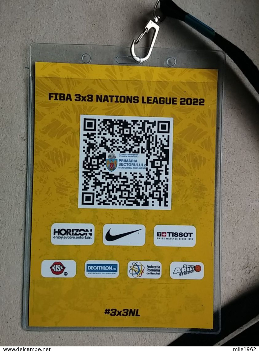 BASKETBALL FIBA 3X3 NATIONS LEAGUE 2022, REFEREE, Accreditation  - Kleding, Souvenirs & Andere