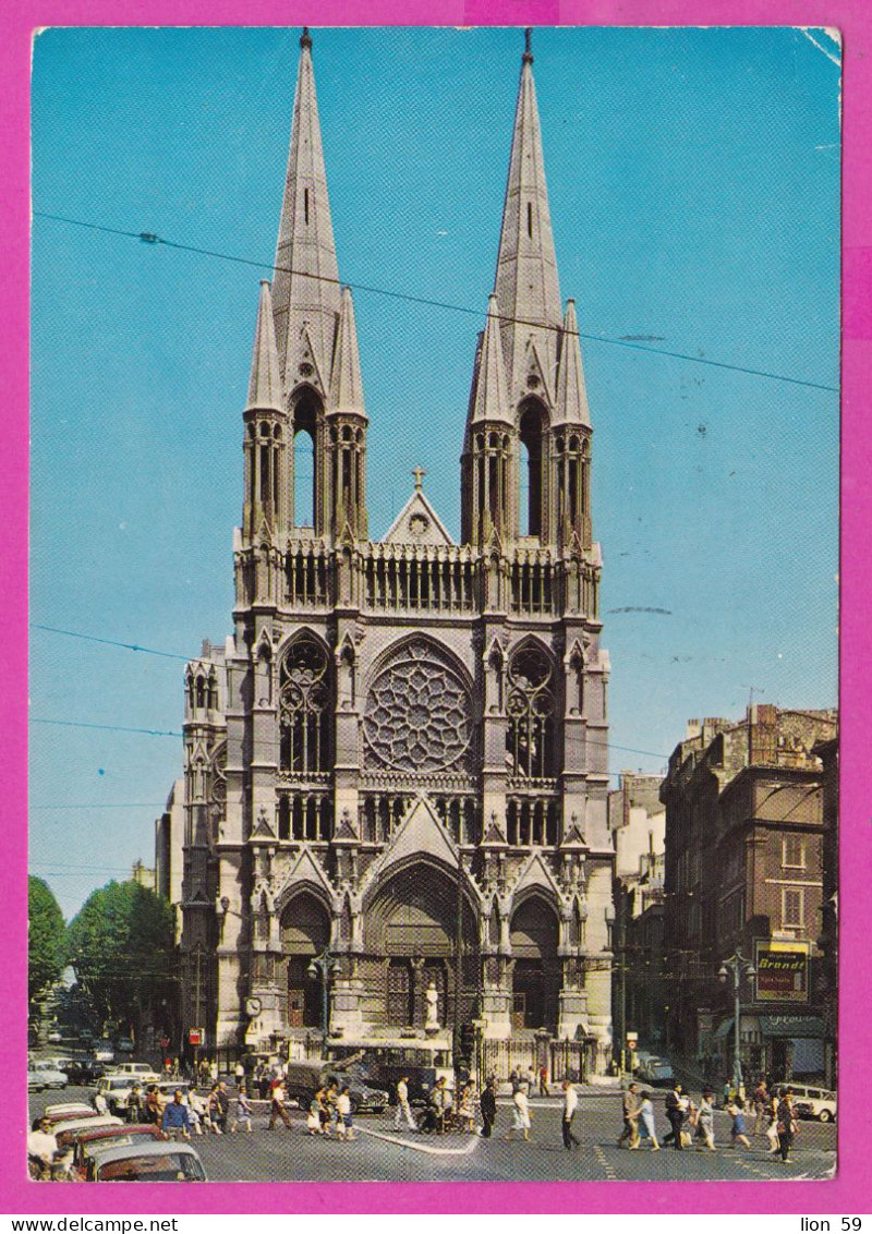 294192 / France - MARSEILLE Église Saint-Vincent-de-Paul PC 1969 USED 0.40 Fr. Marianne De Cheffer Flamme Zip Code - 1967-1970 Marianna Di Cheffer