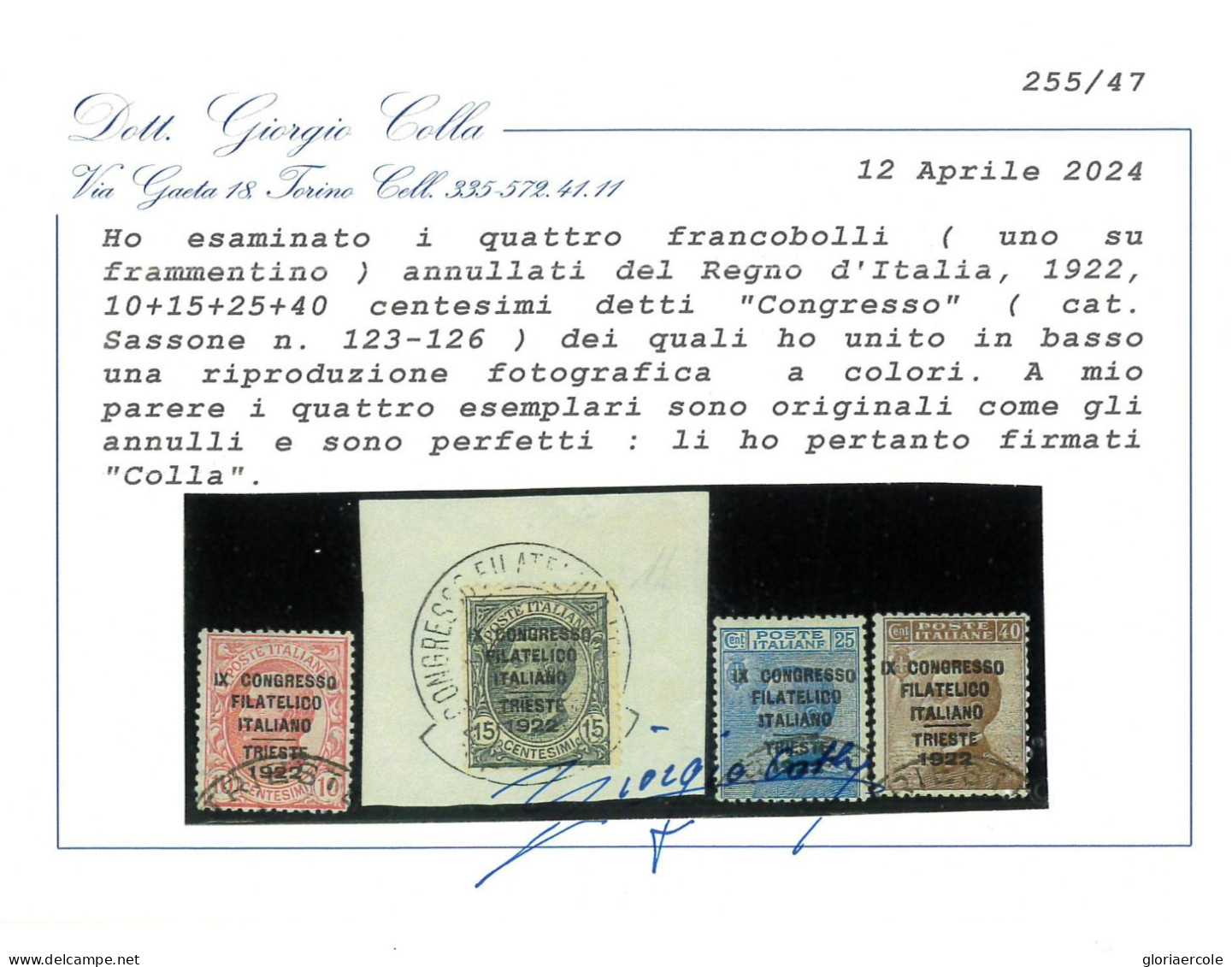 P3102 B - ITALIA REGNO, IX CVONGRESSO FILATELICO TRIESTE 1922 SASSO 123/6 LEGGERMENTE USATI, - Oblitérés