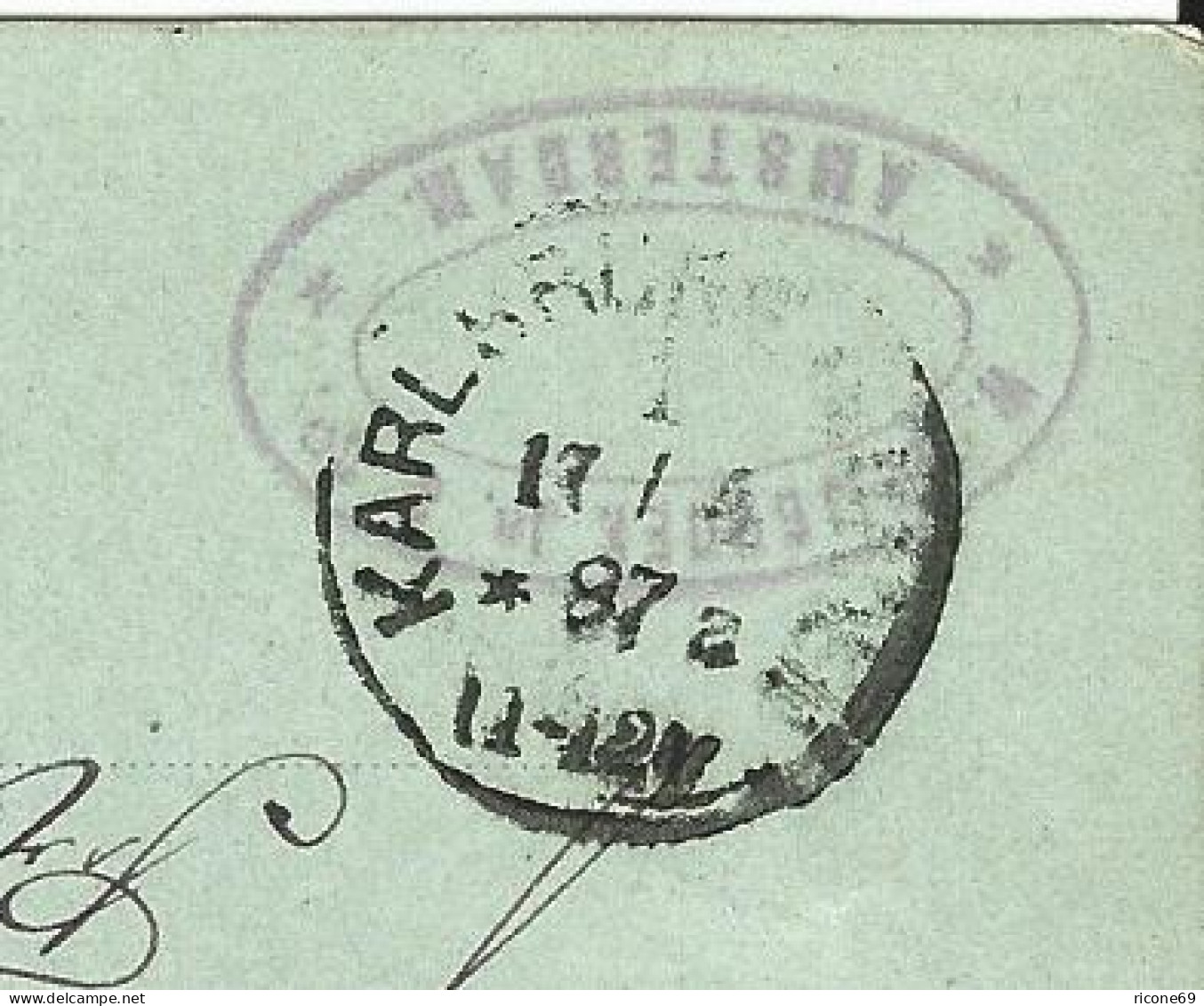 DR 1887, Klaucke Nr.81 "Karlsruhe A", Ank.Stpl. Auf NL Ganzsache M. Bahnpoststpl - Covers & Documents