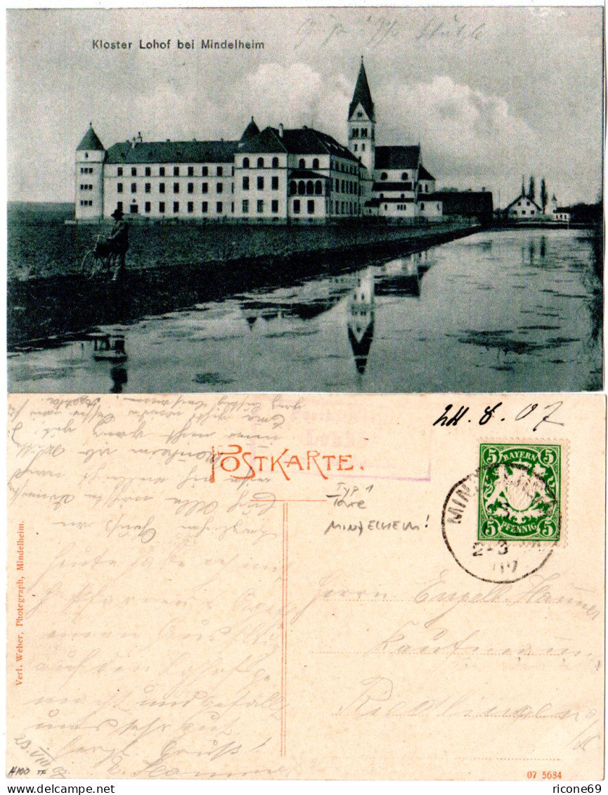 Bayern 1907, Posthilfstelle LOHHOF Taxe Mindelheim Auf AK M. 5 Pf. - Covers & Documents