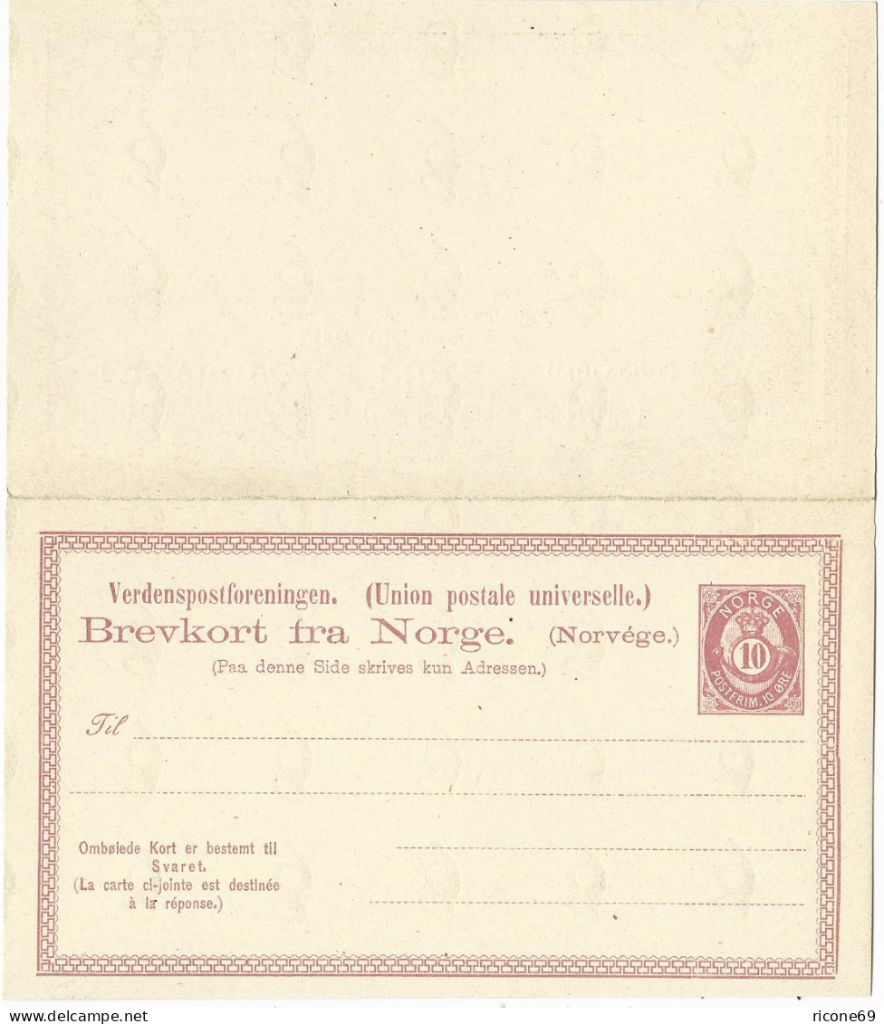 Norwegen P 15, 10+10 öre Doppel Ganzsache, Sauber Ungebraucht. - Lettres & Documents
