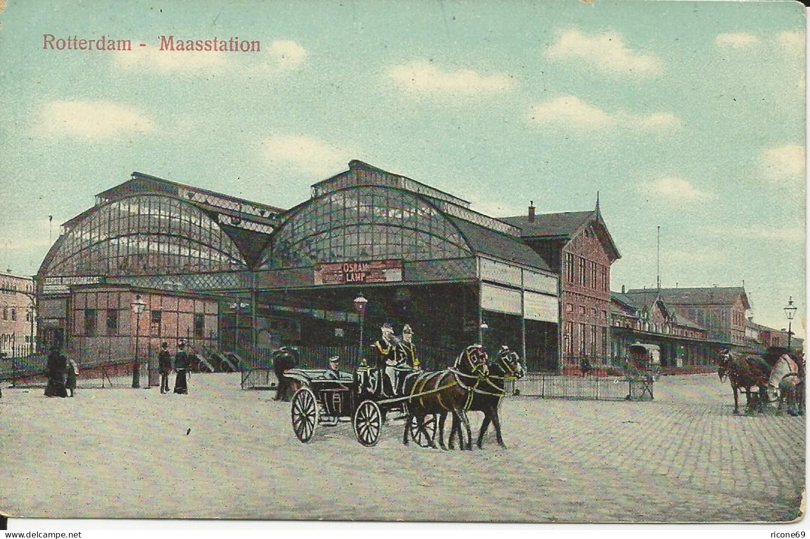 NL, Rotterdam Maasstation, Bahnhof M. Perde Kutsche, Ungebr. Farb AK - Gares - Sans Trains