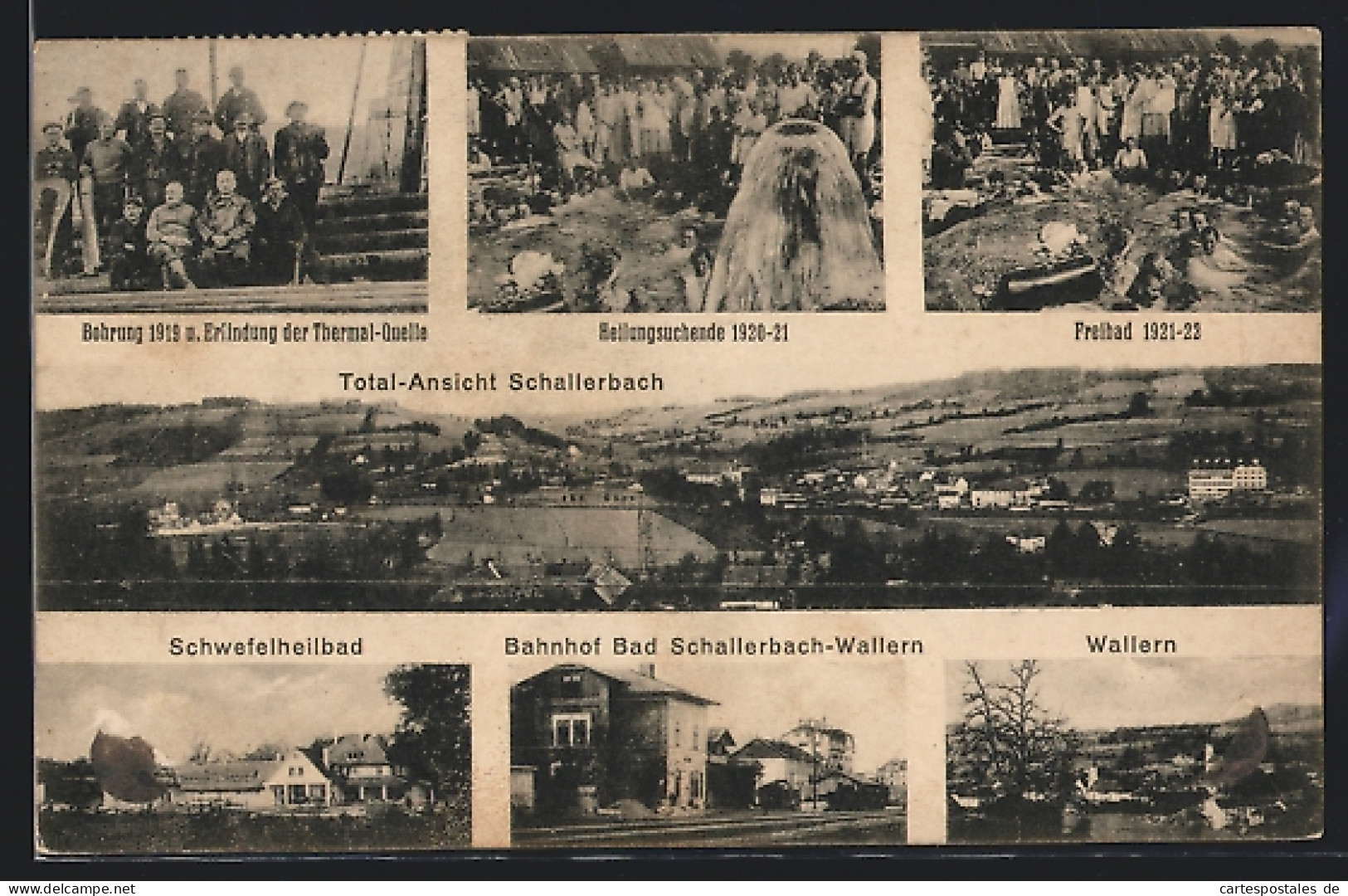 AK Schallerbach, Totalansicht, Bahnhof, Thermal-Quelle, Heilsuchende 1920-21  - Other & Unclassified