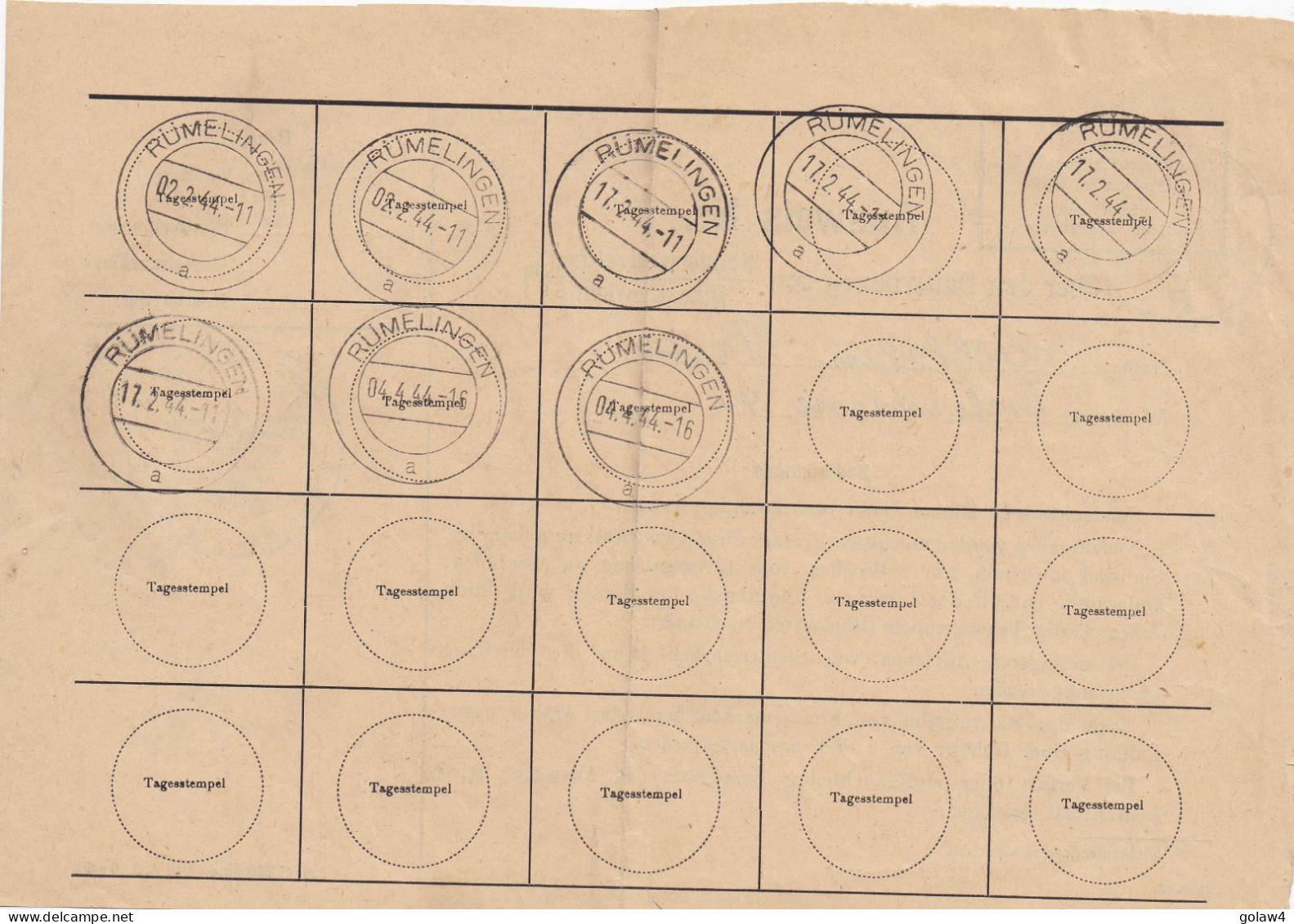 37138# TRES RARE TARIF ABONNEMENT AUX TIMBRES POSTES HITLER 1 RM Obl RÜMELINGEN 20 SEPTEMBRE 1943 RUMELANGE Luxembourg - 1940-1944 Occupation Allemande