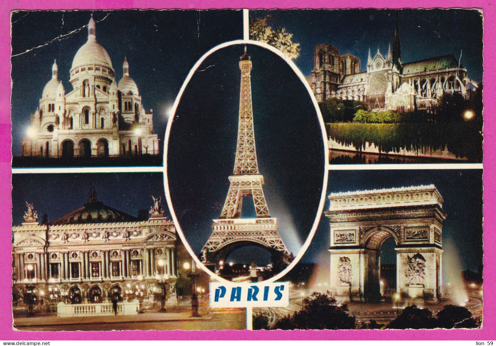 294194 / France - PARIS Notre-Dame Tour Eiffel PC 1970 Postage Due USED 0.40 Fr. Marianne De Cheffer Flamme Protection - 1967-1970 Marianna Di Cheffer