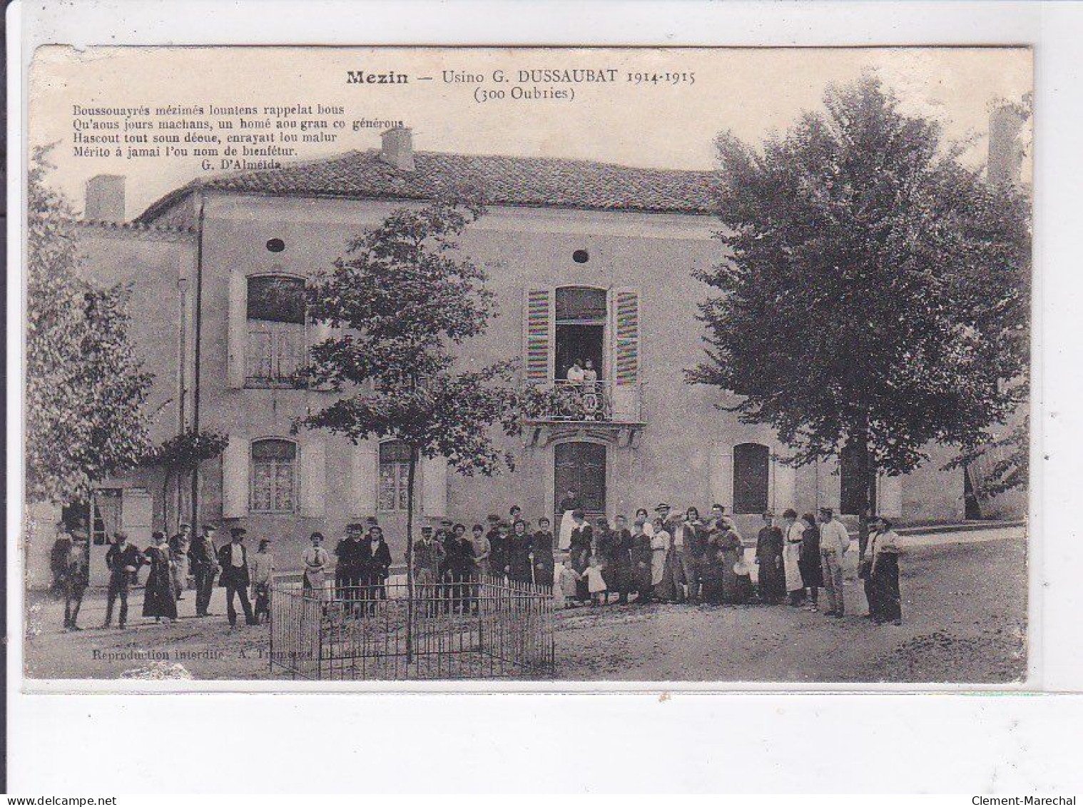 MEZIN: Usine G. Dussaubat 1914-1915, 300 Oubries - état - Autres & Non Classés