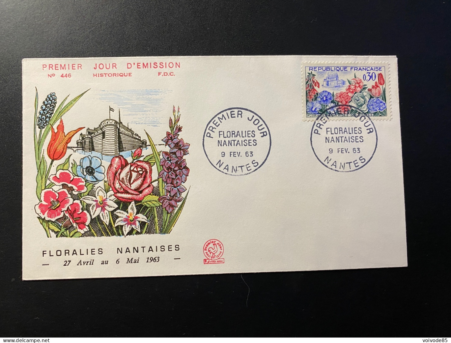 Enveloppe 1er Jour "Floralies Nantaises" 09/02/1963 - 1369 - Historique N° 446 - Flore - Fleurs - 1960-1969