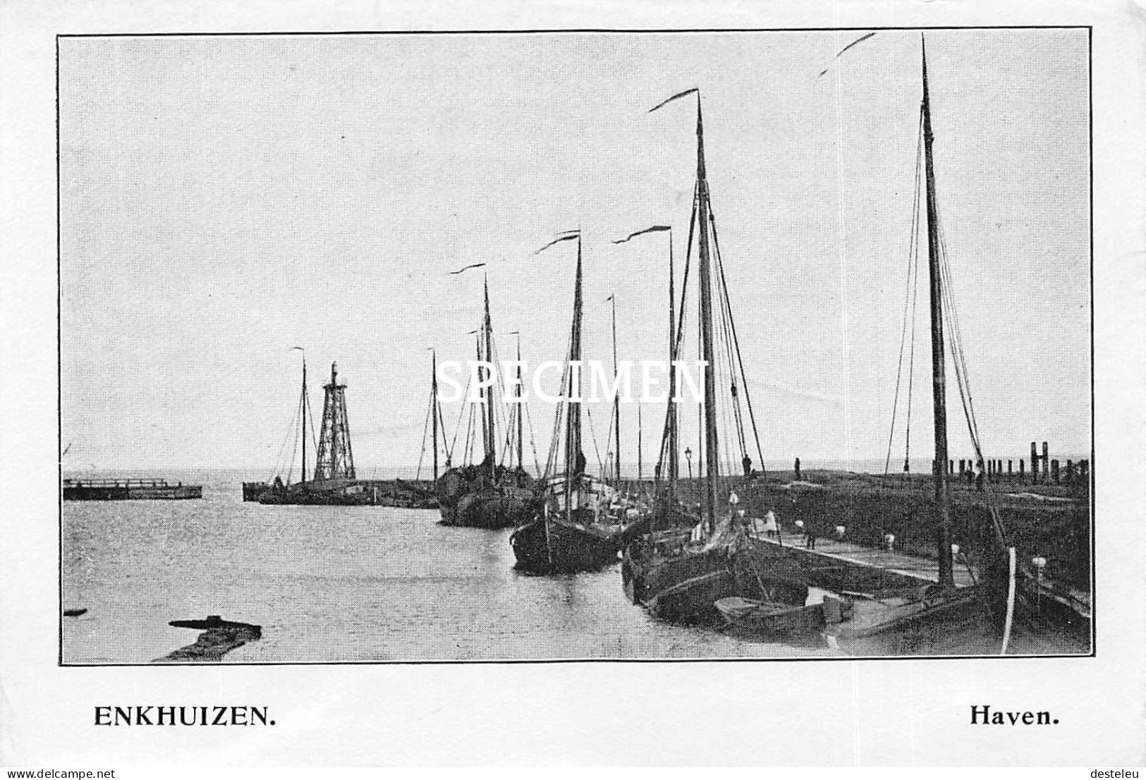 Prent - Haven - Enkhuizen  - 8.5x12.5 Cm - Enkhuizen