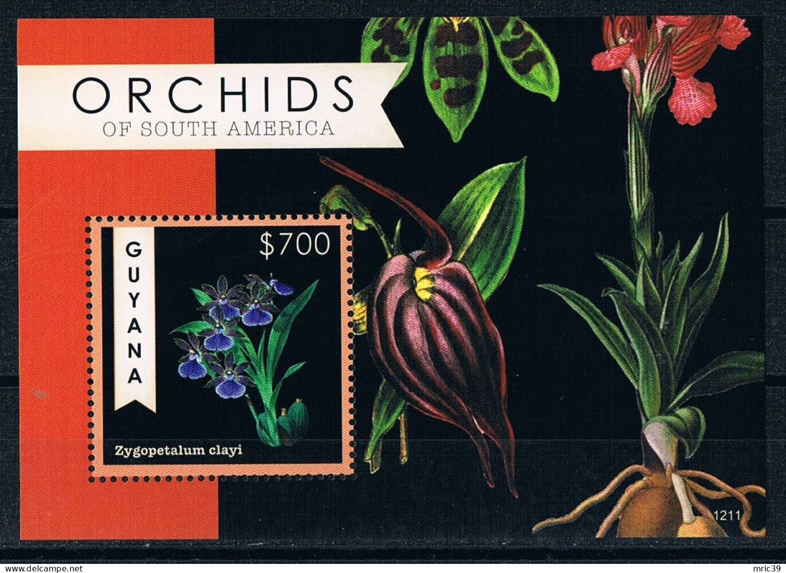 Bloc Sheet  Fleurs Orchidées Flowers Orchids  Neuf  MNH **   Guyana 2012 - Orchidées