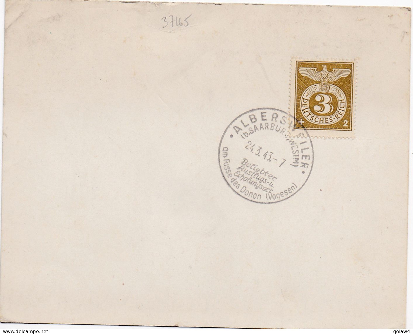 37165# CARTE POSTALE Obl ALBERSVILLER B SAARBURG WESTMARK 1943 AM FUSSE DES DONON VOGESEN ABRESCHVILLER SARREBOURG - Storia Postale