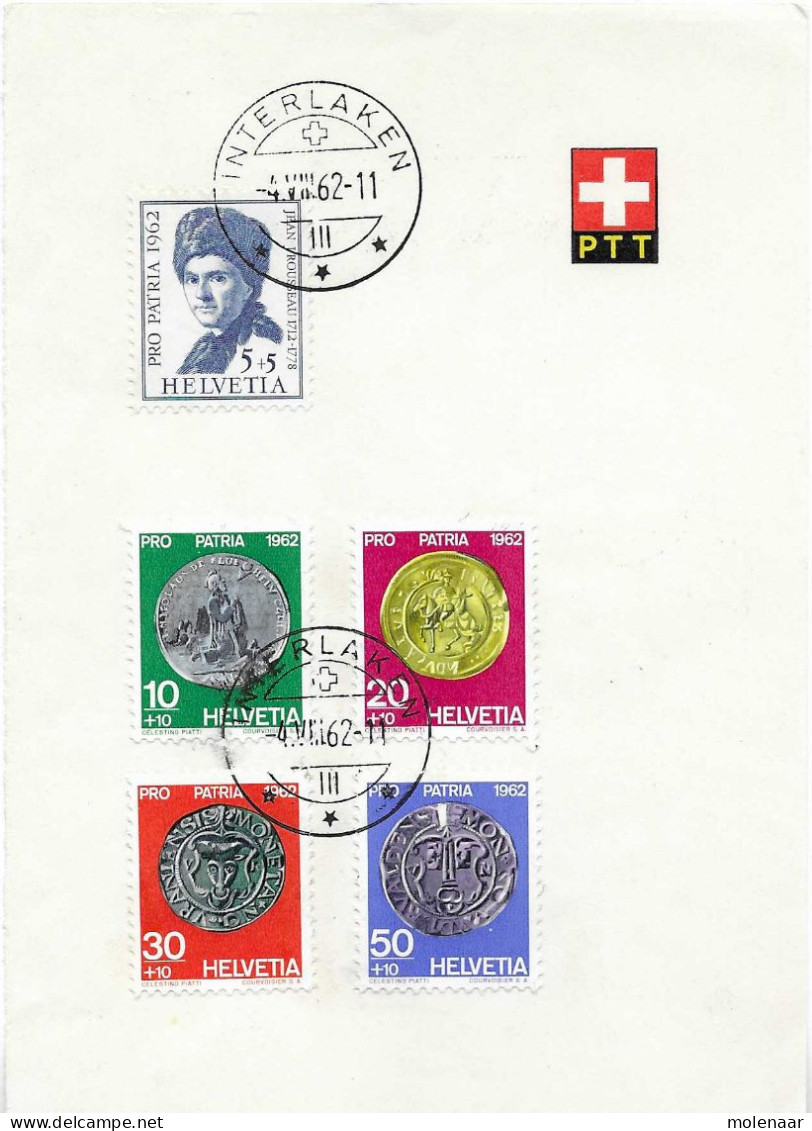 Postzegels > Europa > Zwitserland >kaart Uit 1962 Met 745-749 (17622) - Brieven En Documenten