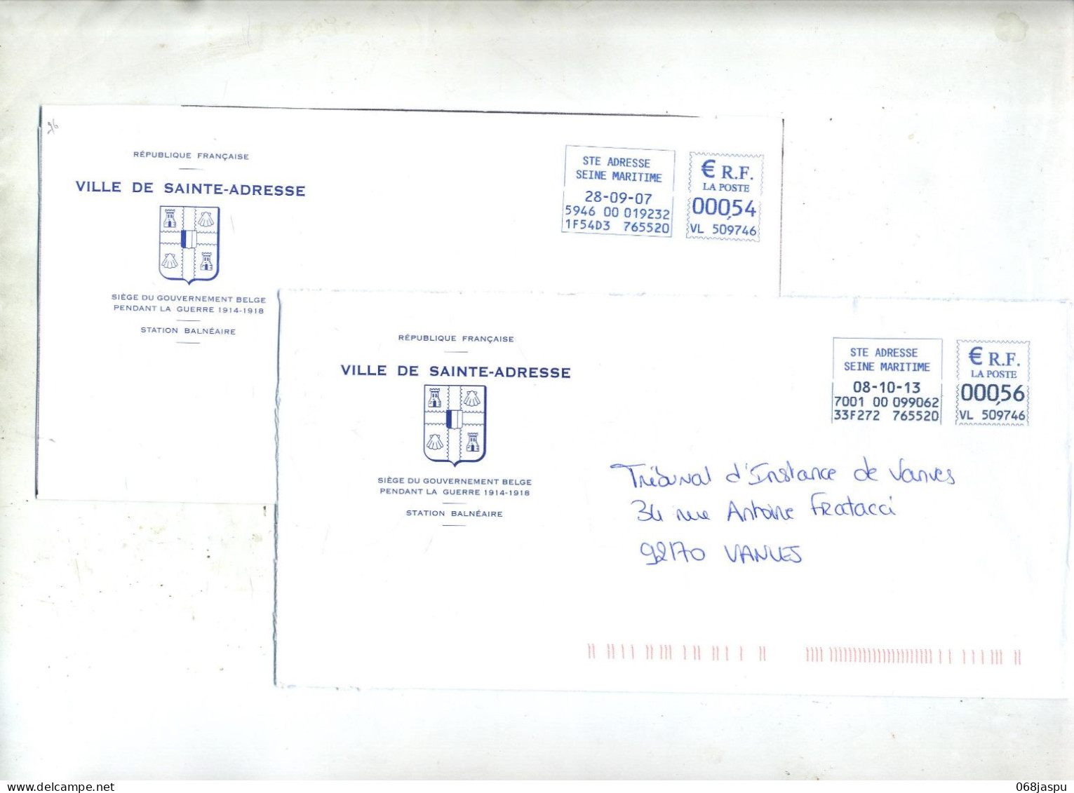 Lettre Machine Sainte Adresse Entete Mairie Theme Coquillage - Maschinenstempel (Sonstige)