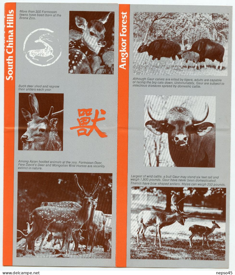 Dépliant Touristique.Amérique New York Wild Asia.Bronx Zoo.Kanha Meadow.south China Hills.Angkor Forest.Tiger Machan. - Tourism Brochures