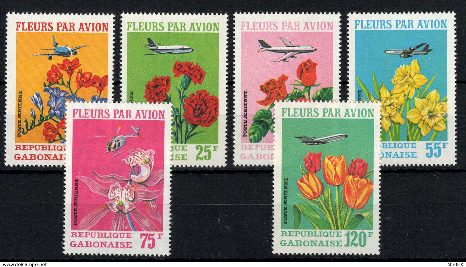 Gabon - YV PA 112 à 117 N** MNH Luxe Complète , Fleurs Par Avion - Gabun (1960-...)